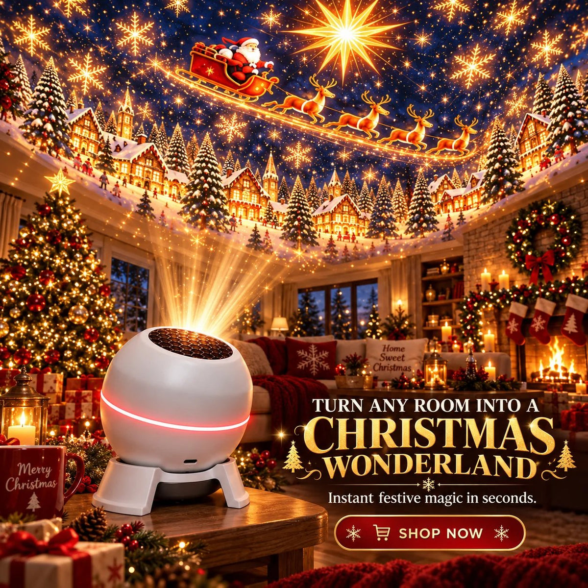 💫🎅 Turn Any Room Into a Christmas Wonderland – Holiday Projection Night Light