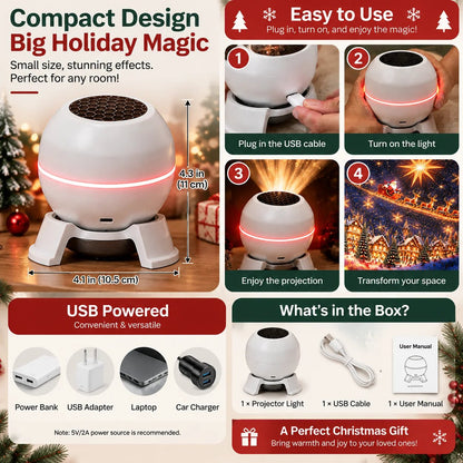 💫🎅 Turn Any Room Into a Christmas Wonderland – Holiday Projection Night Light