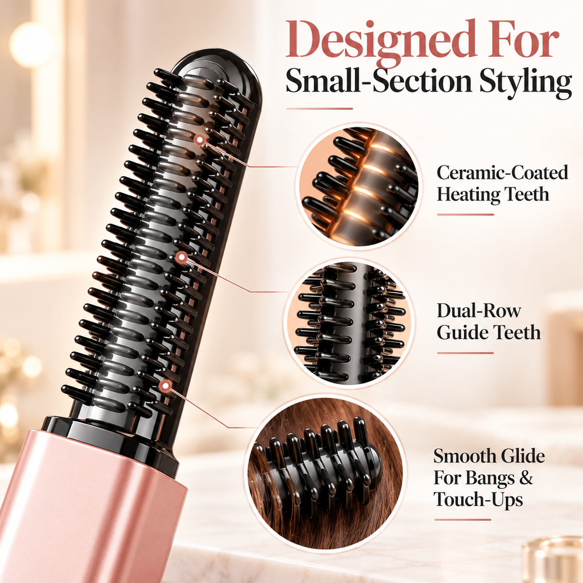 Cordless Mini Heated Styling Comb For Bangs & Touch-Ups