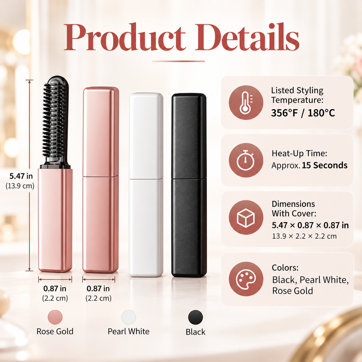 Cordless Mini Heated Styling Comb For Bangs & Touch-Ups